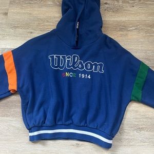 Blue Cropped Hooded Sweatshirt Wilson